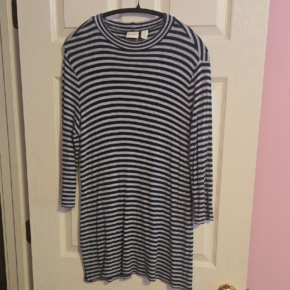 Striped Black‎ and White Midi Dress